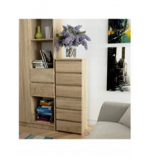 Комод, дуб сонома, 6 ящиків, високий