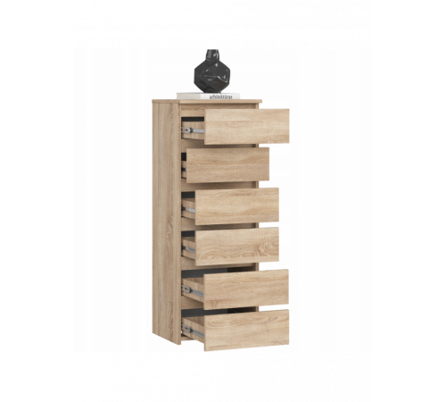 Высокий комод с 6 ящиками дуб Сонома, MSM