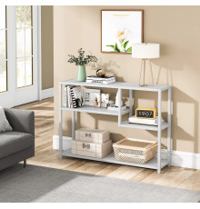 Стіл консольний у передпокої з поліцями для зберігання