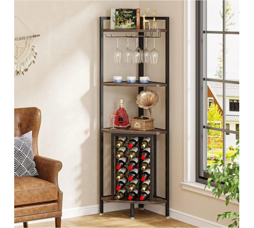 Кутовий стелаж 4-рівневий з підставкою для склянок — 160×40×40 см