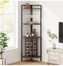 Стеллаж угловой с подставкой для стаканов и полками для хранения 4-уровневый