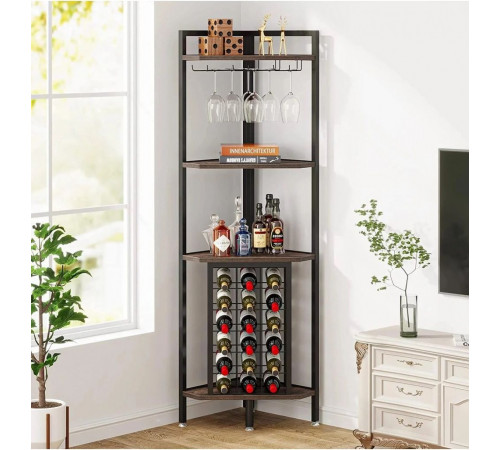 Кутовий стелаж 4-рівневий з підставкою для склянок — 160×40×40 см