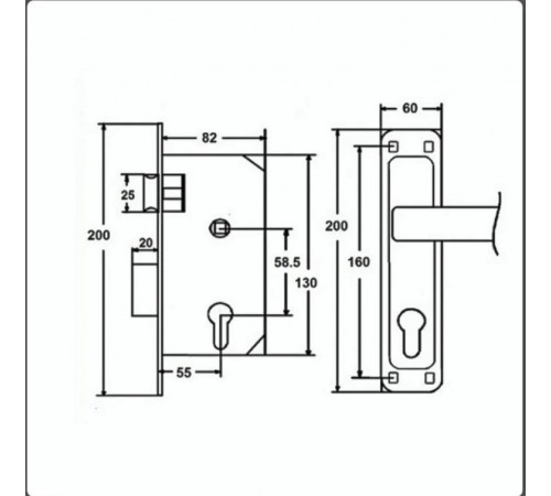 Замок KEDR CLASS врезной с ручками 1423 NI