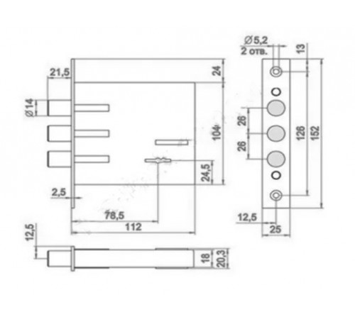KEDR Замок врізний CLASS 04.02 сувальдний (латунний ключ)