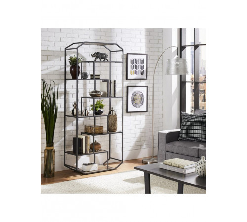 Стелаж MSMLOFT 6 полиць — чорний металевий каркас 180×80×35 см