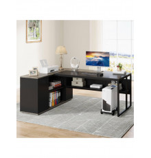 Письмовий стіл L-подібної форми з полицями та тумбою
