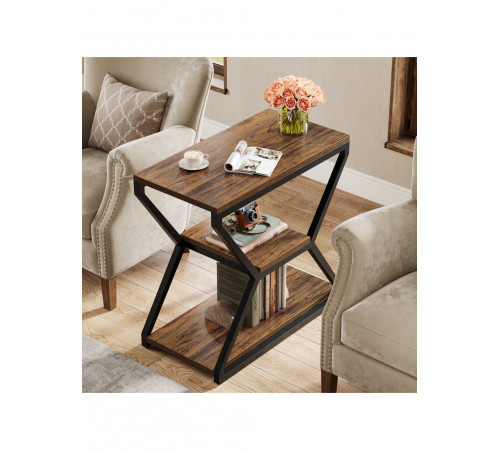 Стол-тумбочка 3-ярусная - 65×60×30 см, лофт-стиль.