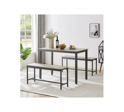 Обідній стіл з 2 лавками для кухні (набір 3-в-1)