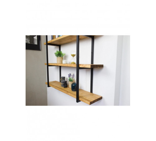 LOFT SHELF книжкова полиця/стелаж - масив сосни, 4 полиці, чорні опори