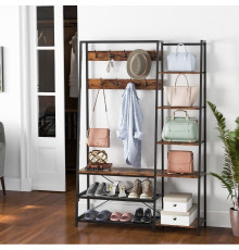 Вешалка для прихожей со скамейкой для хранения вещей и 9 крючками