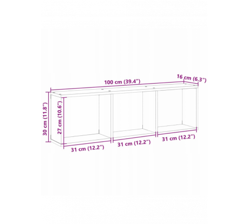 Настінна полиця 100×16×30 см дуб Сонома