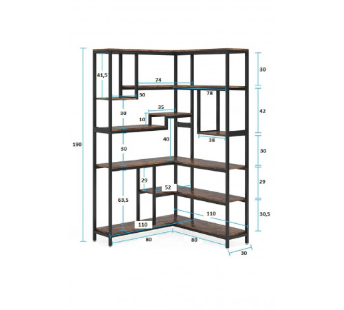 Стеллаж угловой MSM U0082, дуб сонома/черный металл