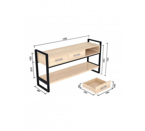 Консоль з ящиками L-145 Хром MSMLOFT