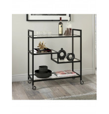 Широкий прямокутний барний візок Lovett зі скляними полицями