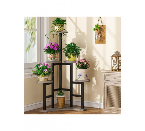 Кутова підставка для квітів 6‑ярусна MSM з ДСП і металу, коричнева