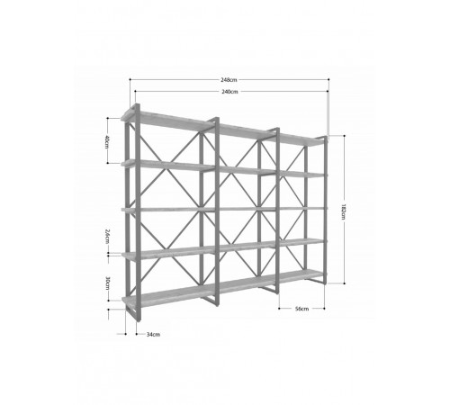 Стелаж Айсберг Лофт 240×182 см — чорний/білий