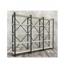 Стелаж Айсберг 240х182-4 чорний/білий MSMLOFT