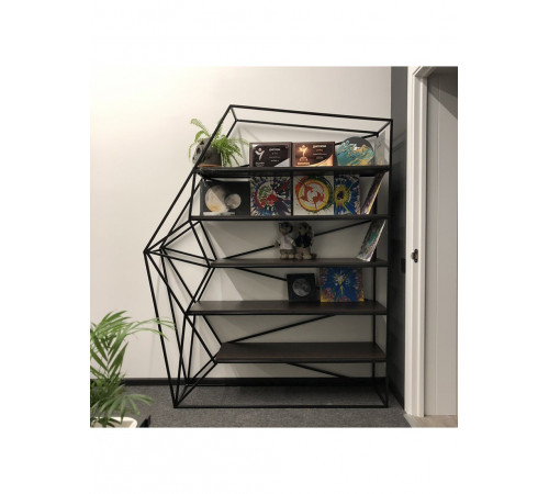 Стелаж MSMLOFT 5 полиць — чорний каркас 190×156×36 см + вибір декору