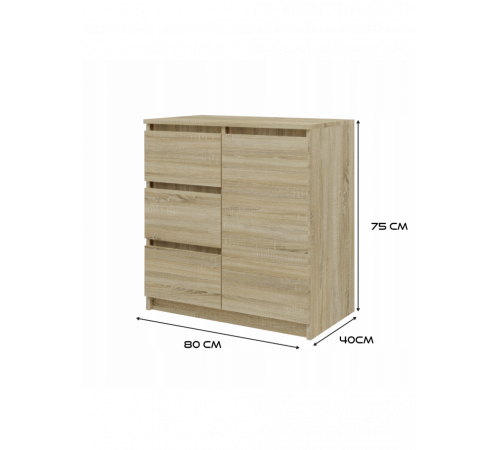 Комод  з 1 дверима та 3 шухлядами MSM — стильний лофт комод