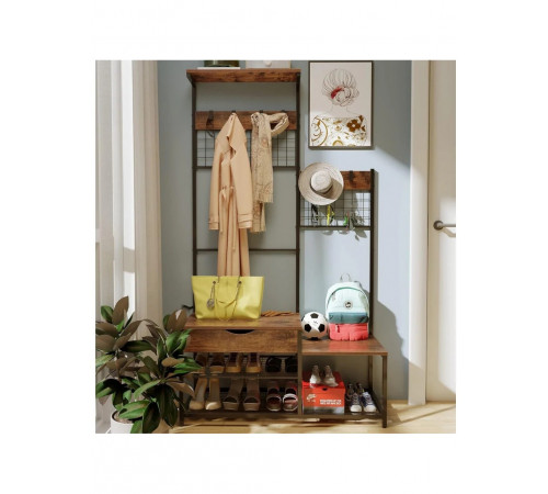Вешалка 4-в-1 с ящиком для хранения, скамейкой для родителей и детей в прихожей