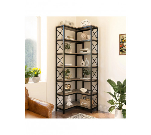 Стелаж кутовий, дуб сонома/чорний метал