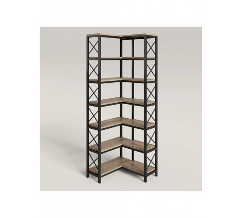 Стелаж кутовий, дуб сонома/чорний метал