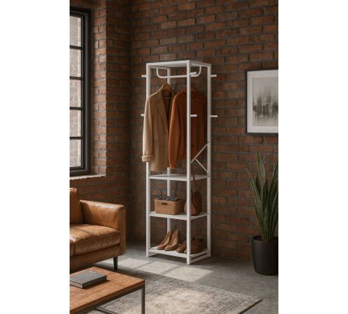 Вішалка для одягу з 4 полицями та 8 гачками