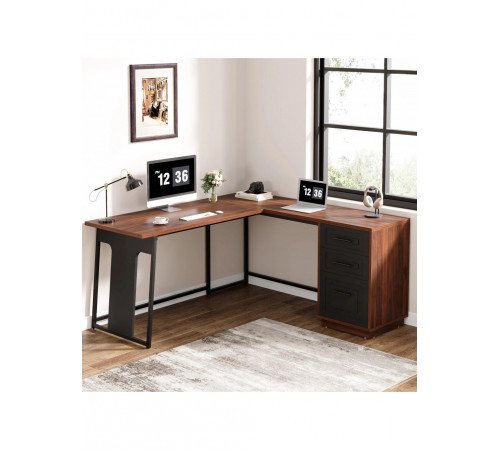 Письменный L-образный стол с ящиками – MSMLOFT (140×50×75 см)