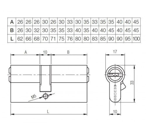 Цилиндр Kale BMЕ 26х10х26=62 мм латунь, с вертушкой