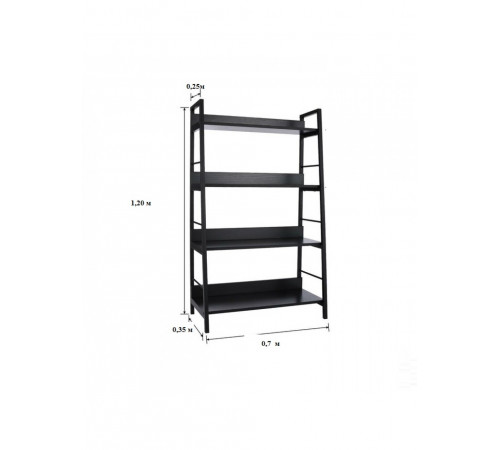 Стелаж MSMLOFT 5 полиць — чорний металевий каркас 1200×700×350 мм