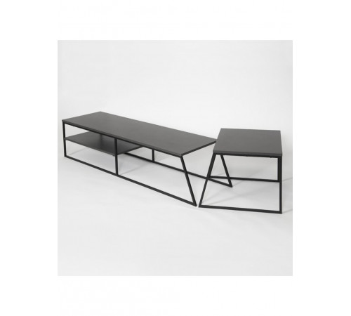 Тумба MSMLOFT 163 см + кавовий столик — Чорний