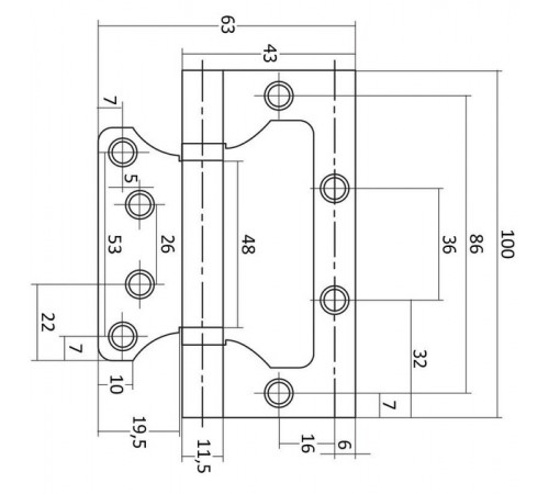 Занавес KEDR FLUSH 100x63x2.0mm-2BB-Graffit "Бабочка" узкая
