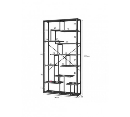 Стелаж Skiff 5 — 7‑ярусний лофт‑стелаж з 12 полицями