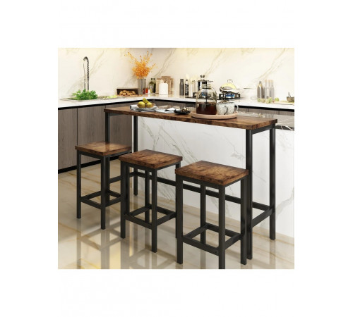 Довгий обідній стіл із 3 табуретами, набір для пабів