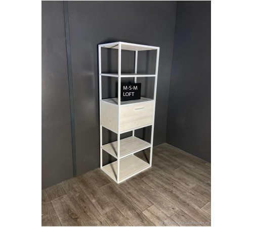 Стелаж із висувною шухлядою — 160×60×40 см, ДСП + метал