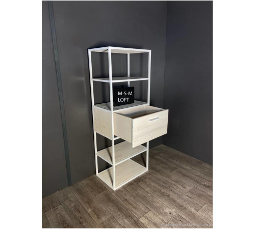 Стелаж із висувною шухлядою — 160×60×40 см, ДСП + метал