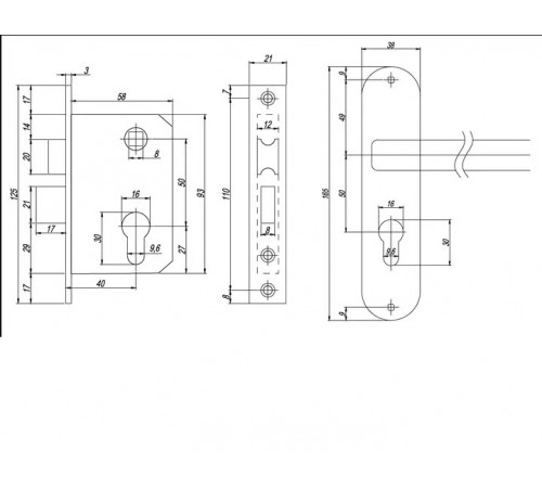 KEDR Замок врезной с ручками CLASS 0826 AB