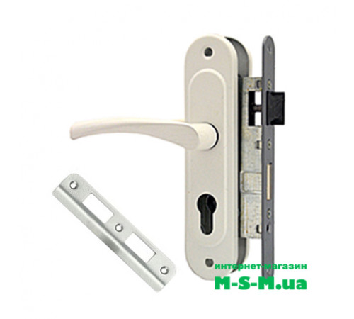 Врезной замок Арико ЗВ4-У корпус с белой ручкой без цилиндра