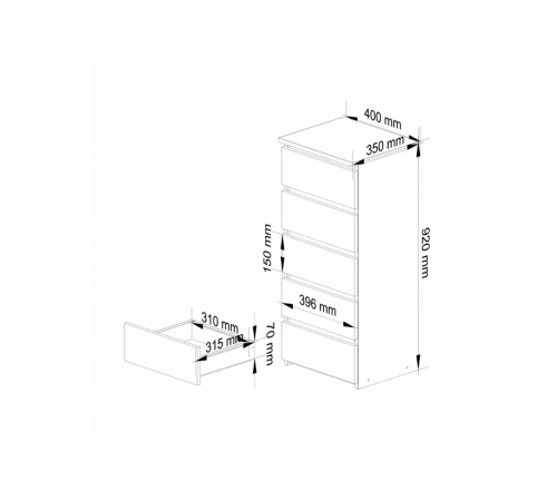 Комод дуб Сонома 40 см MSM — стильний компактний комод