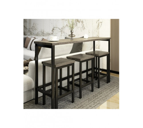 Довгий обідній стіл із 3 табуретами, набір для пабів