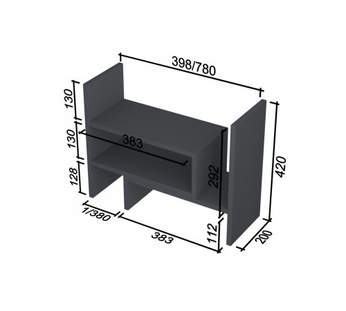 Надставка для столу NS-4 MSMLOFT (біла)