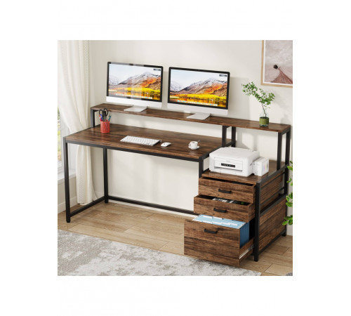 Компьютерный стол с ящиками и подставкой для монитора