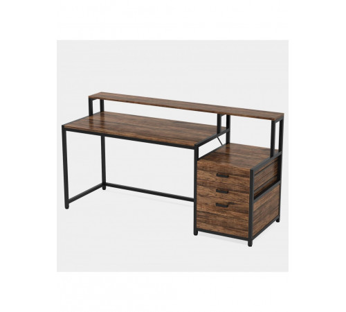 Компьютерный стол с ящиками и подставкой для монитора