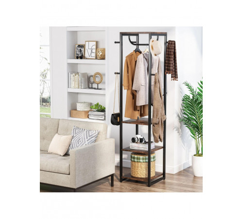 Вешалка для одежды с 4 полками и 8 крючками