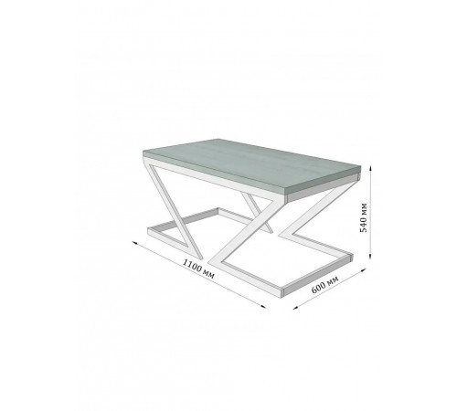 Журнальный стол LONG MSMLOFT – черный каркас, ДСП (110×60×54 см)