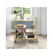 Широкий прямокутний барний візок Lovett зі скляними полицями