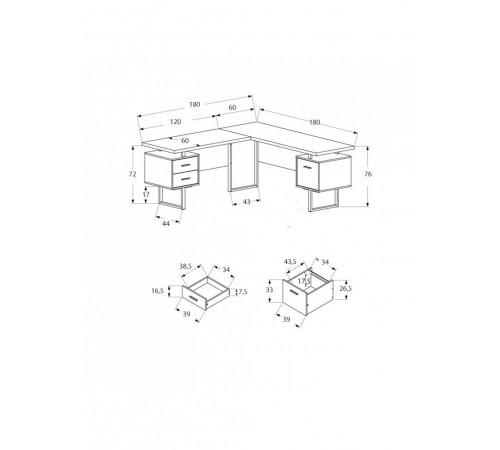 Робочий стіл L‑форми — 180×180×76 см