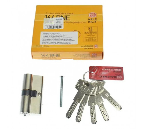 Цилиндр Kale 164 BNE 26+10+26=62mm, 5 ключей, с покрытием латунь