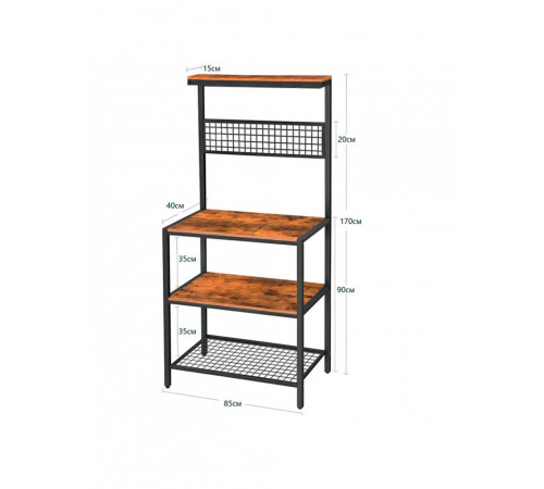 Металевий стелаж MSMLOFT 170×85 см — лофт, міцність, практичність