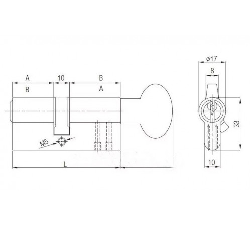 Цилиндр Kale 164SMС 50+10+50=110mm, никель, 5 ключей, с вертушкой